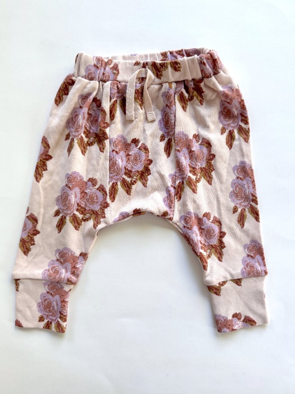 Kate Quinn Vintage Rose Print Harem Jogger Pants Blush 6-12M